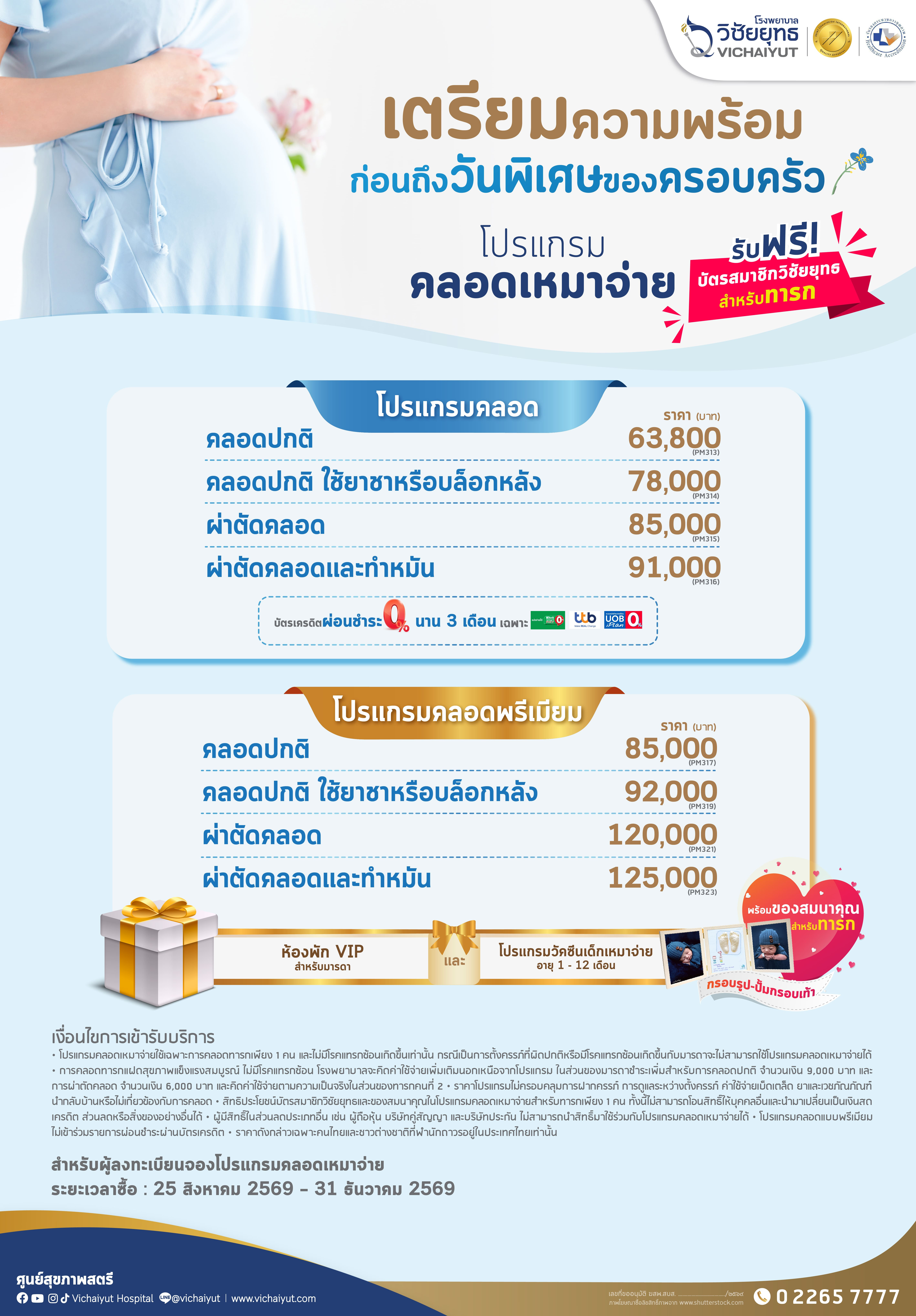 โปรแกรมคลอดบุตรธรรมดาและพรีเมียม