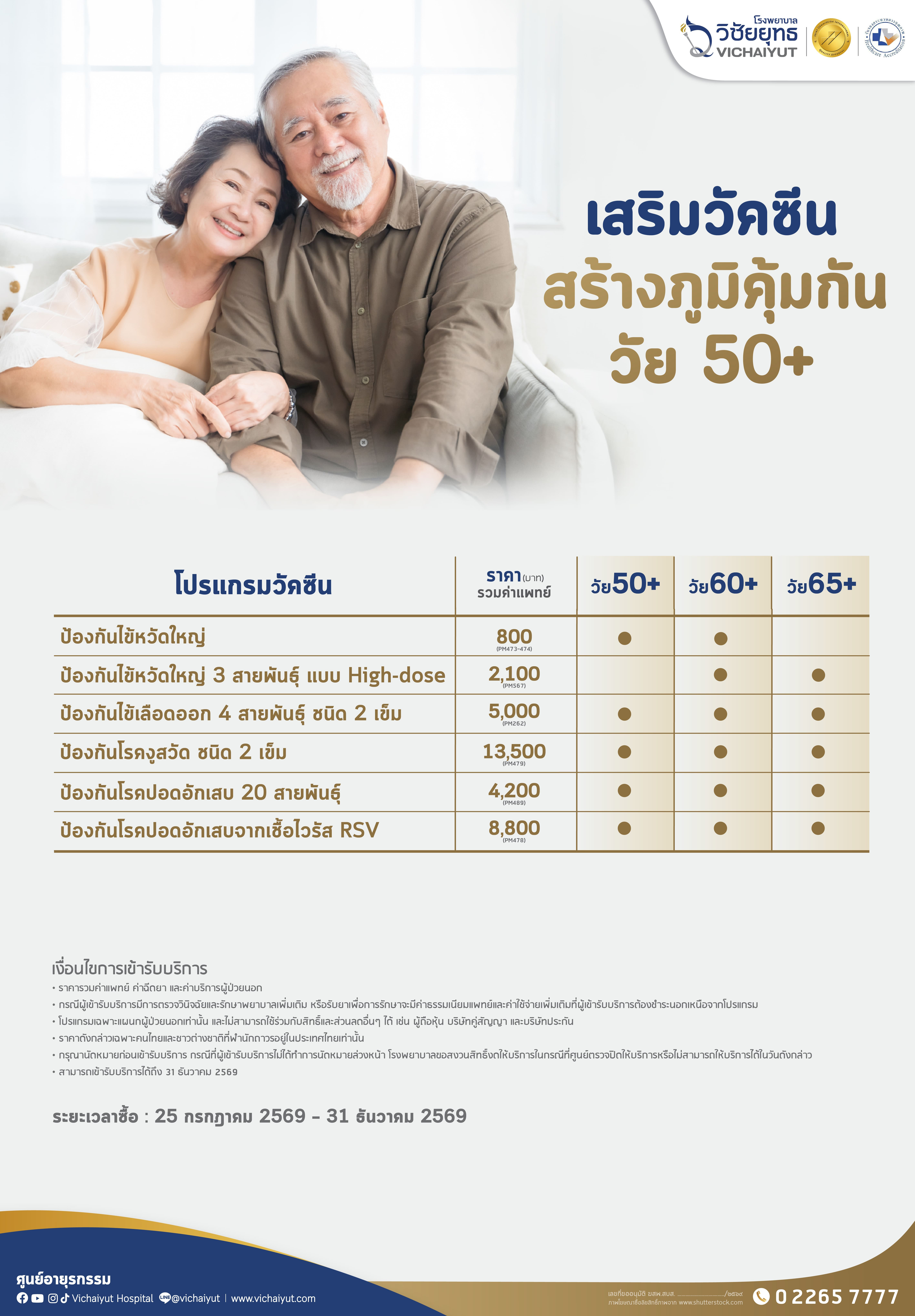 โปรแกรมเสริมวีคซีนสร้างภูมิคุ้มกัน อายุ 50+