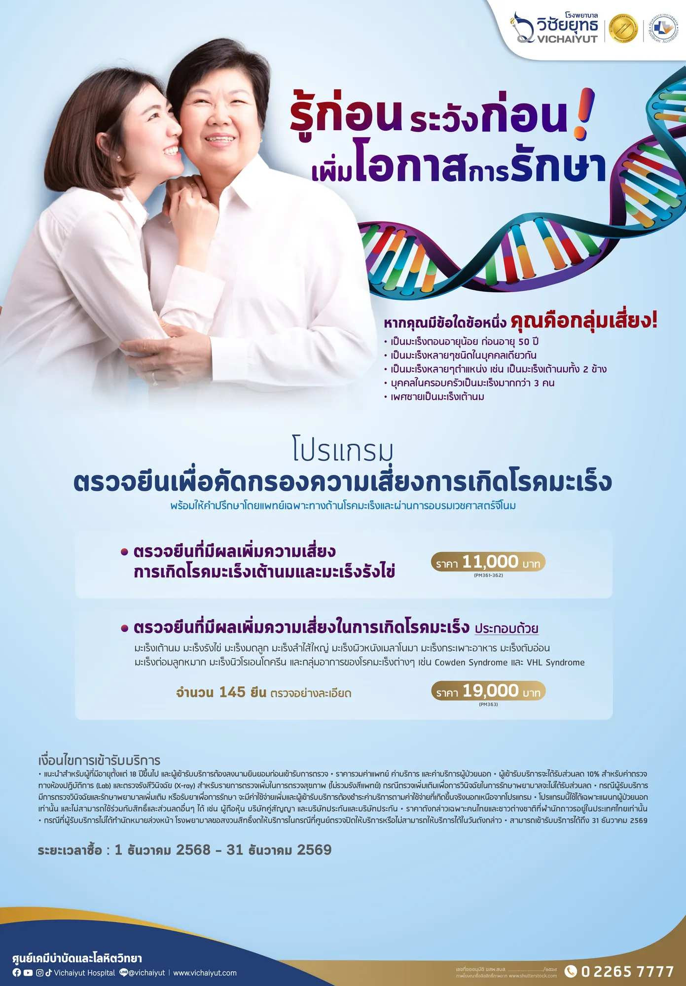 โปรแกรมตรวจยีนเพื่อคัดกรองความเสี่ยงการเกิดโรคมะเร็ง
